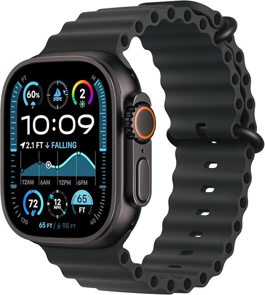 Apple Watch Ultra 2 GPS + Cellular 49mm Smartwatch, Sports Watch with Black with Rugged Titanium Case with Black Ocean Band. Fitness Tracker, Precision GPS, Extra-Long Battery Life